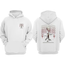 The Wert Unisex Extremist Tasarım Ön Arka Baskılı Normal Kalıp Beyaz Sweatshirt