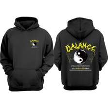 The Wert Unisex Urban Style Tasarım Ön Arka Baskılı Normal Kalıp Siyah Sweatshirt