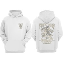 The Wert Unisex Free Your Mind Tasarım Ön Arka Baskılı Normal Kalıp Beyaz Sweatshirt