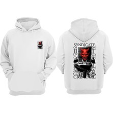 The Wert Unisex Newspaper Tasarım Ön Arka Baskılı Normal Kalıp Beyaz Sweatshirt