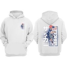 The Wert Unisex Sport Soccer Tasarım Ön Arka Baskılı Normal Kalıp Beyaz Sweatshirt