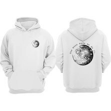 The Wert Unisex The Moon Made Me Do It Tasarım Ön Arka Baskılı Normal Kalıp Beyaz Sweatshirt