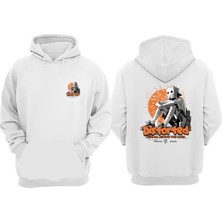 The Wert Unisex Distorted Tasarım Ön Arka Baskılı Normal Kalıp Beyaz Sweatshirt