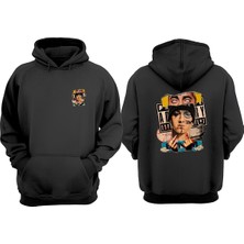 The Wert Unisex Eminem Poster Tasarım Ön Arka Baskılı Normal Kalıp Siyah Sweatshirt