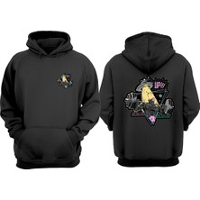 The Wert Unisex Beef Me Up Tasarım Ön Arka Baskılı Normal Kalıp Siyah Sweatshirt