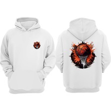 The Wert Unisex A Slam Dunk Of Color The Vibrant Basketball Tasarım Ön Arka Baskılı Normal Kalıp Beyaz Sweatshirt