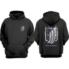 The Wert Unisex Atack On Titan Tasarım Ön Arka Baskılı Normal Kalıp Siyah Sweatshirt