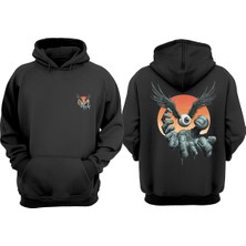 The Wert Unisex Kanatlı Göz Tasarım Ön Arka Baskılı Normal Kalıp Siyah Sweatshirt