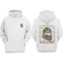 The Wert Unisex Armor Dread Tasarım Ön Arka Baskılı Normal Kalıp Beyaz Sweatshirt