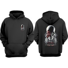 The Wert Unisex Hereafter Skull Tasarım Ön Arka Baskılı Normal Kalıp Siyah Sweatshirt