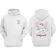 The Wert Unisex Hollypant Tasarım Ön Arka Baskılı Normal Kalıp Beyaz Sweatshirt