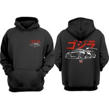 The Wert Unisex Gtr Car Tasarım Ön Arka Baskılı Normal Kalıp Siyah Sweatshirt