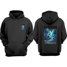 The Wert Unisex Guardian Of The Woods Tasarım Ön Arka Baskılı Normal Kalıp Siyah Sweatshirt