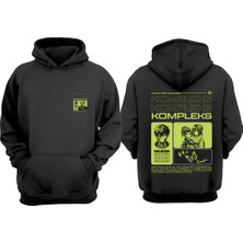 The Wert Unisex Kompleks Tasarım Ön Arka Baskılı Normal Kalıp Siyah Sweatshirt