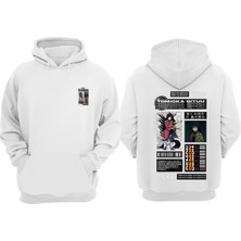 The Wert Unisex Anime Tomıoka Gıyuu Tasarım Ön Arka Baskılı Normal Kalıp Beyaz Sweatshirt