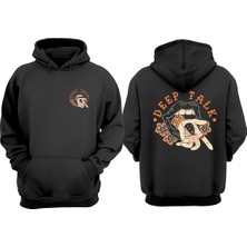 The Wert Unisex Deep Talk Tasarım Ön Arka Baskılı Normal Kalıp Siyah Sweatshirt