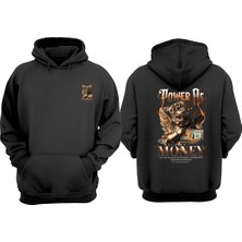 The Wert Unisex Power Of Money Tasarım Ön Arka Baskılı Normal Kalıp Siyah Sweatshirt
