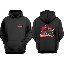The Wert Unisex The Simpsons Godzilla Homer Fire Tasarım Ön Arka Baskılı Normal Kalıp Siyah Sweatshirt
