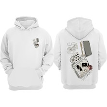 The Wert Unisex Let It Burn Tasarım Ön Arka Baskılı Normal Kalıp Beyaz Sweatshirt