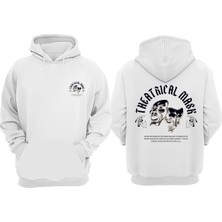 The Wert Unisex Theatrıcal Mask Tasarım Ön Arka Baskılı Normal Kalıp Beyaz Sweatshirt
