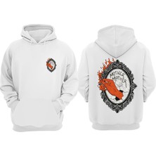 The Wert Unisex Mother Mother Ayna Tasarım Ön Arka Baskılı Normal Kalıp Beyaz Sweatshirt