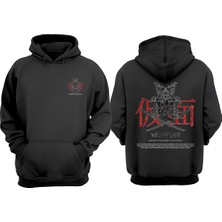 The Wert Unisex Samurai Way Of Life Tasarım Ön Arka Baskılı Normal Kalıp Siyah Sweatshirt
