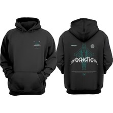 The Wert Unisex Genetic Tasarım Ön Arka Baskılı Normal Kalıp Siyah Sweatshirt