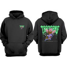 The Wert Unisex Trargang Tasarım Ön Arka Baskılı Normal Kalıp Siyah Sweatshirt