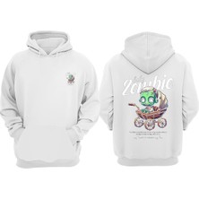 The Wert Unisex Baby Zombie Tasarım Ön Arka Baskılı Normal Kalıp Beyaz Sweatshirt