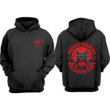 The Wert Unisex Moonlit Shadows Tasarım Ön Arka Baskılı Normal Kalıp Siyah Sweatshirt
