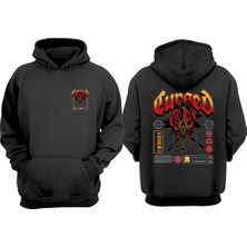 The Wert Unisex Sword Curse Tasarım Ön Arka Baskılı Normal Kalıp Siyah Sweatshirt