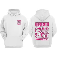 The Wert Unisex Edgerunners Revenge Tasarım Ön Arka Baskılı Normal Kalıp Beyaz Sweatshirt