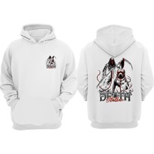 The Wert Unisex Death Stalker Pitbul Tasarım Ön Arka Baskılı Normal Kalıp Beyaz Sweatshirt
