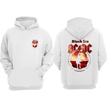 The Wert Unisex Ac Dc Black Ice Tasarım Ön Arka Baskılı Normal Kalıp Beyaz Sweatshirt