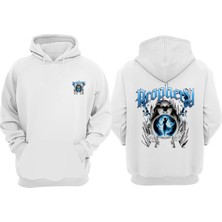 The Wert Unisex Prophecy Tasarım Ön Arka Baskılı Normal Kalıp Beyaz Sweatshirt