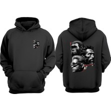The Wert Unisex Evolutıon Yüzler Tasarım Ön Arka Baskılı Normal Kalıp Siyah Sweatshirt