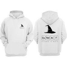 The Wert Unisex Gandalf Tasarım Ön Arka Baskılı Normal Kalıp Beyaz Sweatshirt