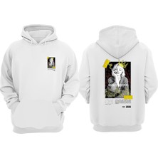 The Wert Unisex Marılyn Monroe St Vandal Tasarım Ön Arka Baskılı Normal Kalıp Beyaz Sweatshirt
