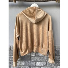 Kadın Sweat Kadife Uzun Kollu Kapişonlü