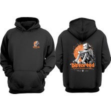 The Wert Unisex Distorted Tasarım Ön Arka Baskılı Normal Kalıp Siyah Sweatshirt