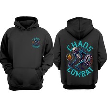 The Wert Unisex Chaos Combat Tasarım Ön Arka Baskılı Normal Kalıp Siyah Sweatshirt
