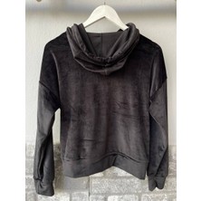 Kadın Sweat Kadife Uzun Kollu Kapişonlü