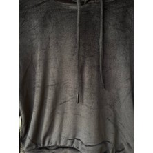 Kadın Sweat Kadife Uzun Kollu Kapişonlü