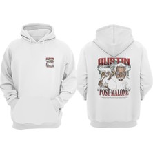 The Wert Unisex Alıstın Post Malone Tasarım Ön Arka Baskılı Normal Kalıp Beyaz Sweatshirt