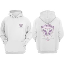 The Wert Unisex Floding Tasarım Ön Arka Baskılı Normal Kalıp Beyaz Sweatshirt