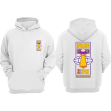 The Wert Unisex Ufoınvasion Tasarım Ön Arka Baskılı Normal Kalıp Beyaz Sweatshirt