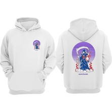 The Wert Unisex Warm People Tasarım Ön Arka Baskılı Normal Kalıp Beyaz Sweatshirt