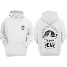 The Wert Unisex Hyp Nutrıtıon Peak Tasarım Ön Arka Baskılı Normal Kalıp Beyaz Sweatshirt