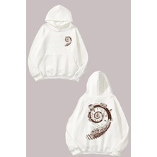 The Wert Unisex Sonsuzluk Treni Tasarım Ön Arka Baskılı Normal Kalıp Beyaz Sweatshirt