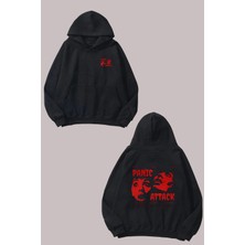 The Wert Panic Attack Tasarım Ön Arka Baskılı Normal Kalıp Siyah Sweatshirt
